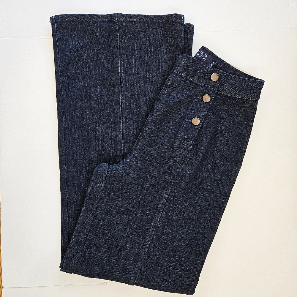 Boden Denim Sailor Wide Leg High Rise Dark Jeans, Women US 8R, New With Tags NWT - Picture 15 of 16